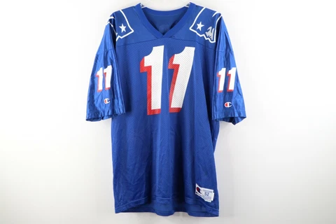 Vintage 90s Champion New England Patriots Drew Bledsoe Football Jersey #11 Sz 52 Cover