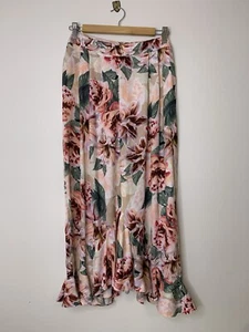 Sheike Pants Size 12 Pink/Ivory/Green Floral Blend Wide Leg Ruffle - Picture 1 of 16