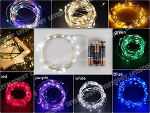LED String Fairy Lights Wire Battery Powered Waterproof 10/20 LED Decor Garland - Picture 1 of 21
