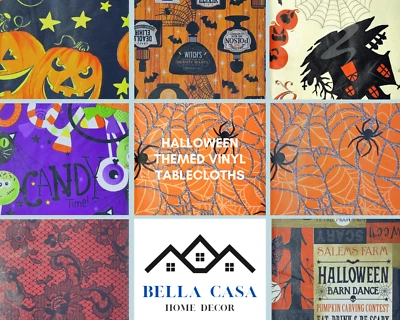 Manteles de vinilo con respaldo de franela temática de Halloween. Redondo, oblongo, cuadrado Foto 1 de 4