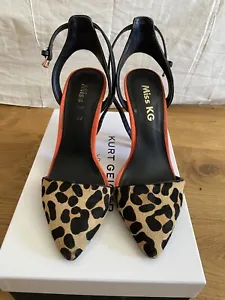 Miss KG Kurt Geiger Leopard Print Sling Back Heels / Shoes With Ankle Strap 38🌹 - Picture 1 of 10