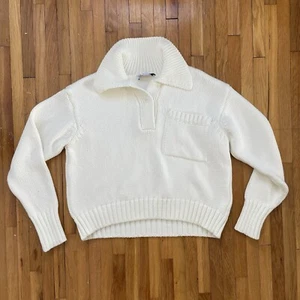 Zara Knit Polo Sweater Size Small White / Ivory - Picture 1 of 8