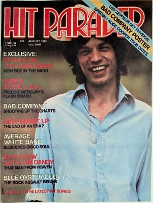 HIT PARADER Magazine August 1975 Stones, Bad Co., Queen, Blue Oyster Cult, AWB - Image 1 of 4