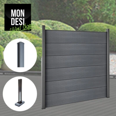 WPC Sichtschutz Zaun Gartenzaun Sichtschutzzaun Komplettset XL mit Alu-Pfosten - Bild 1 von 4