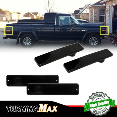 For 84-91 Jeep Grand Wagoneer Smoked Side Marker Lights Covers, Front+Rear 4pcs - Image 1 of 4