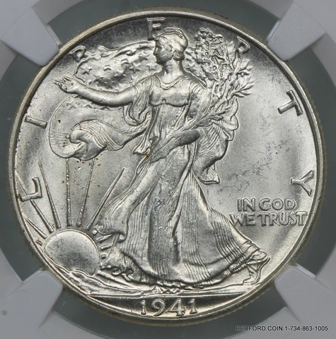 NGC MS62 1941-D WALKING LIBERTY SILVER HALF DOLLAR 50c   (BC03) Cover