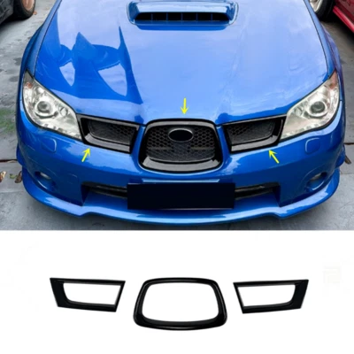 Para Subaru Impreza 9th WRX STI 06-2007 Negro Coche Parachoques Parrilla Marco Cubierta Foto 1 de 4