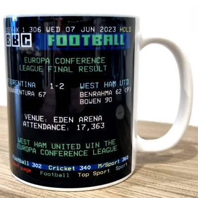 West Ham United v Fiorentina 2-1 Europa Conference League Champions Ceefax Mug