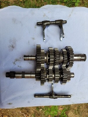 1986 Yamaha TT350 Transmission Components OEM Stacks Gears Shift Forks Pins - Image 1 of 4