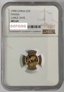 NGC MS-69 China 1990 Panda 1/20Oz Gold 5Yuan Coin China Panda Coin 1Pcs - Picture 1 of 2
