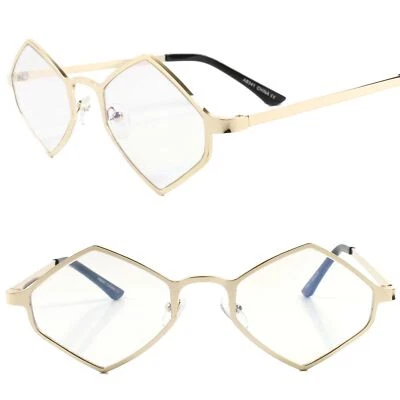 Gafas de sol transparentes ligeramente tintadas con marco dorado con forma hexagonal resbaladizas para hombres y mujeres Foto 1 de 4