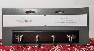 Brand New Threshold 4 Key Hook Key Rail 8 3/4" Vintage Blk and Nickel Finish W24 - Picture 1 of 3