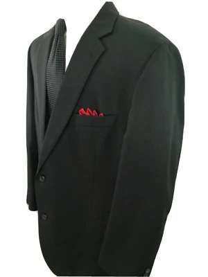 Joseph & Feiss Mens Pure Wool Solid Jet Black Blazer Jacket Sport Coat 48 PR EUC - Image 1 of 4