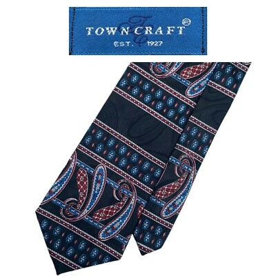 Corbata negra Town Craft novedad - Corbata colorida de poliéster con clip de cachemira en el cuello  Foto 1 de 4