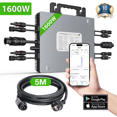 LIONSHEE Wechselrichter 1600W | PV Microwechselrichter Microinverter für Balkonkraftwerk
