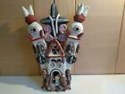 PERUVIAN CLAY ART POTTERY LARGE HAND MADE AND PAINTED BUILDING & FAMILY FIGURINE