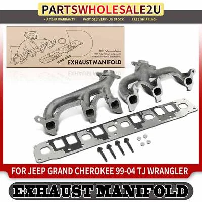 Colector de escape delantero y trasero 2 piezas con junta para Jeep Grand Cherokee Wrangler TJ Foto 1 de 4