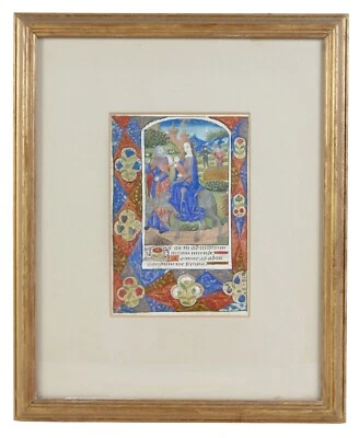 LATE 15TH CENTURY FRENCH ILLUMINATED MANUSCRIPT LEAF WITH THE FLIGHT INTO EGYPT - Image 1 of 4