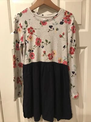 Vestido Gap Kids Niña Talla 10 Plus Gris Punto Floral Azul Marino Cintura Fruncida Foto 1 de 4