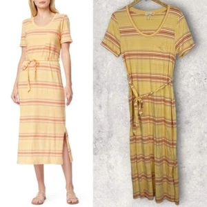 NEW Nordstrom Abigail Belted Midi T-Shirt Dress Sun Stripe Maxi Size Medium C&C - Picture 1 of 14