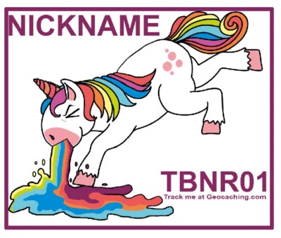 Geocaching Autoaufkleber Trackbar Travelbug Sticker Einhorn Sticker Nummer - Bild 1 von 2