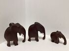 Carved Wooden Elephants of Different Sizes Set Of Three  Y7