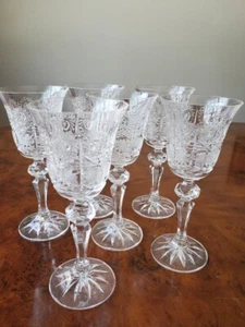Czech Bohemian Crystal Set of 6 Stem Liqueur Glasses - Picture 1 of 5