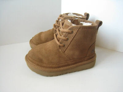 UGG Boots Toddler 8 Brown Neumel ll Casual Suede Shearling Shoes Lace Zip - Image 1 of 4