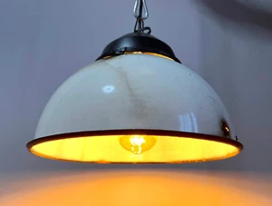 Large Grunge Industrial Warehouse Lamp Enamel 60s Soviet Vintage Loft Light USSR - Picture 1 of 9