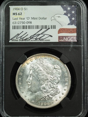 1904 O NGC MS 62 Black Core Holder Morgan Silver Dollar Item#J9865 Cover
