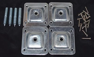 PLACAS DE MONTAJE DE FIJACIÓN DE 4 PATAS EN ÁNGULO O NIVELADO + 4 M8*50 TORNILLOS DE CLAVIJA MADERA-METAL Foto 1 de 4