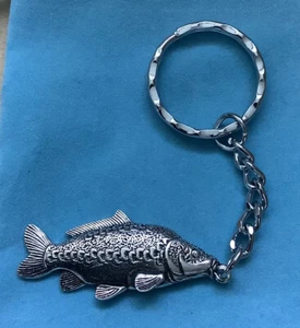 Mirror Carp Silver Pewter Keyring With A Velveteen Gift Bag - Picture 1 of 2