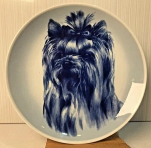 Vintage Tove Svendsen Natalia Brampton Yorkshire Terrier Plate Blue Denmark - Picture 1 of 6