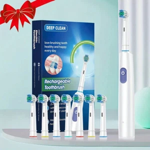 Smart Rotating Electric Toothbrush USB Rechargeable W/ 4 Brush Replacement Heads - Picture 1 of 12