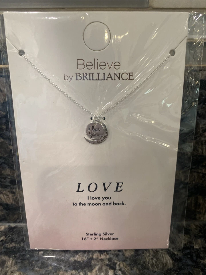 Believe by Brilliance Women's Sterling Silver "i Love You to The Moon Back" PE