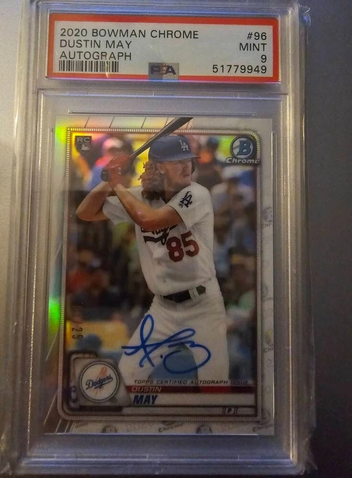 2020 Bowman Chrome Dustin May RC Auto /25 PSA 9 #96 Rookie SSP - Image 1 of 1
