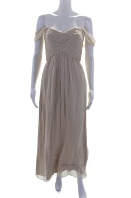 Vestido de noche Amsale para mujer de seda sin mangas cuello corazón línea A beige talla 4 Foto 1 de 4