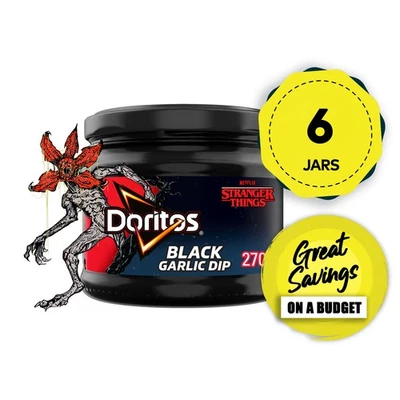 Doritos Garlic Dip Sauce Limited Edition Stranger Things Black 6 x 270g Bundle - Image 1 of 4