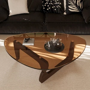 Mesa de centro triangular mesa de salón mesa de cristal moderna con cristal templado - Imagen 1 de 11