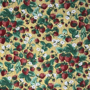 Vintage Concord Fabrics Gingham Strawberries Yellow Kessler 45”x 2 Yds Rare! - Picture 1 of 2