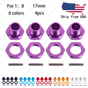 4PCS Upgrade1 1/8 17mm Aluminum Wheel Hex Adapter for RC - 6 Colors CNC Machined - Picture 1 of 14