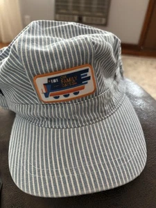 Child's Adjustable Blue and White Striped Railroad Engineer Conductor Hat/6 Hats - Picture 1 of 4