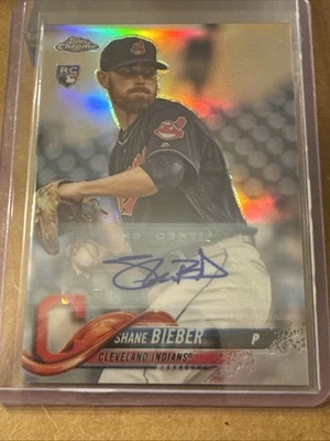 2018 Topps Chrome Shane Bieber Rc Auto Refractor - Image 1 of 2