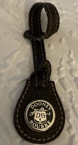 Rare DOONEY & BOURKE Key Fob Bag Charm Hang Tag Crest Pebble Leather strap Brown - Picture 1 of 7
