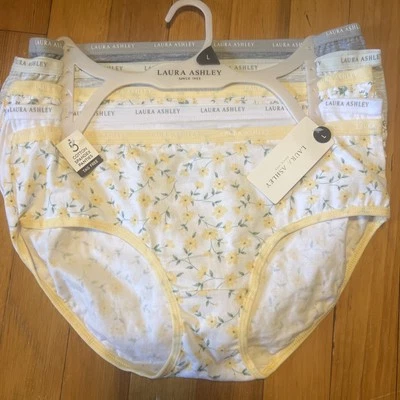 Laura Ashley 5 pk Sz большой хлопок бикини нижнее белье трусики цветочный и твердый - Изображение 1 из 4