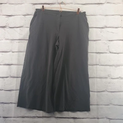 Calça Eileen Fisher Feminina 36 Cintura Cinza Perna Larga Elástica Ponte Culottes Malha - Imagem 1 de 4
