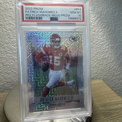 PATRICK MAHOMES II PSA 10 2022 PANINI PRIZM #PF4 FLASHBACK MOJO PRIZM 25 - Image 1 of 2