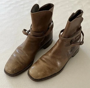 Vintage 60s Florsheim Imperial Boots 8 Rare Wrap Around Strap Brown - Picture 1 of 9
