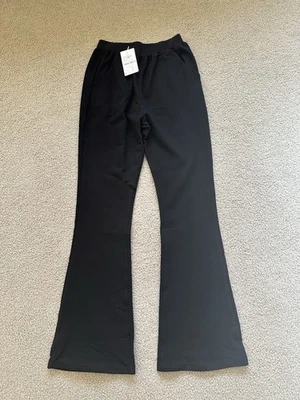 Niñas 158cm-163cm Negro Mezcla Algodón Acampanado Pantalones Cintura Alta con Bolsillos Foto 1 de 4
