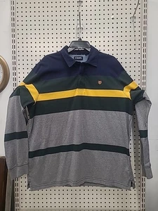 Chaps Rugby Shirt Mens 2XL Colorful Striped Long Sleeve Preppy Retro - Picture 1 of 8